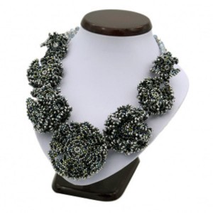 Колье с цирконом и бисером цвет сизый, 48см Колье с цирконом и бисером цвет сизый, 48см