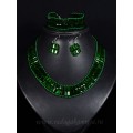 Колье браслет серьги из циркона с бисером цвет зеленый, 46см