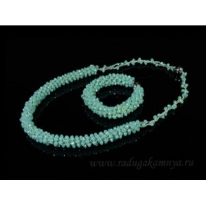 Колье и браслет из циркона "Жгут" 1,3см цвет мятный, 50см, 21см