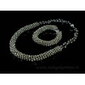 Колье и браслет из циркона "Жгут" 1,3см цвет серый, 50см, 21см