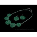 Колье и Серьги из циркона "Круги" на цепочке, цвет зеленый, 46см