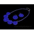 Колье и Серьги из циркона "Круги" на цепочке, цвет синий, 46см