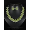 Колье и серьги из циркона цветочки цвет лимонный, хрусталь, 49см