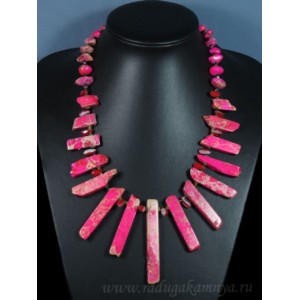 Колье из варисцита с цирконом палочки фуксия, 53см Колье из варисцита с цирконом палочки фуксия, 53см