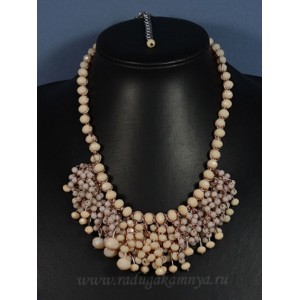 Колье из циркона "шарики" цвет сливочный, 47см Колье из циркона "шарики" цвет сливочный, 47см