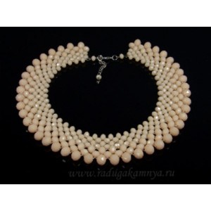 Ожерелье-склаваж из циркона цвет кремовый, 42см