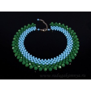 Ожерелье-склаваж из циркона цвет зеленый,голубой, 42см