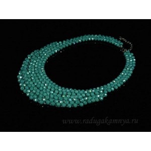 Колье из циркона плетёное цвет голубой, 42см