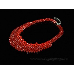 Колье из циркона плетёное цвет бордовый, 42см