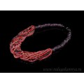Колье с цирконом на плетеном шнурке 16 нитей плетение цвет бордово-красный, 55см Колье с цирконом на плетеном шнурке 16 нитей плетение цвет бордово-красный, 55см