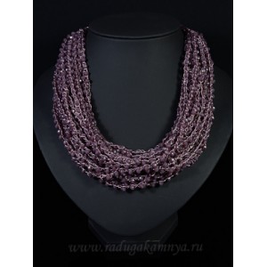Колье из циркона в плетении 25нитей цвет сиреневый, 48см Колье из циркона в плетении 25нитей цвет сиреневый, 48см