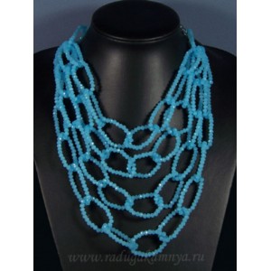 Колье из циркона "Цепочка" 4 нити голубой, 47см