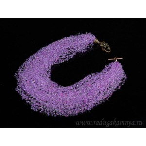 Колье  "Паутинка" с бисером и цирконом цвет сиреневый 1, 45см