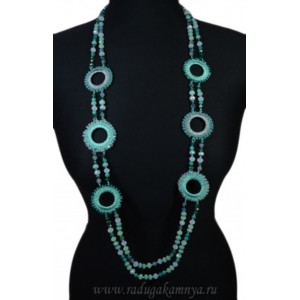 Колье ручной работы с цирконом "круги", 103см