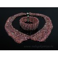 Колье-воротник и браслет из циркона плетение цвет сиреневый, 45см, 18,5см