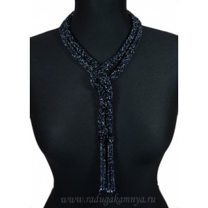 Колье-Колье-галстук из циркона 3мм жгут цвет сине-черный, 150см