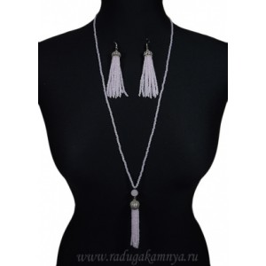 Сотуар, Серьги "Кисточки" из циркона 3мм цвет розовый2, 78см Сотуар, Серьги "Кисточки" из циркона 3мм цвет розовый2, 78см