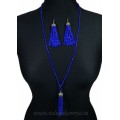 Сотуар, Серьги "Кисточки" из циркона 3мм цвет синий яркий, 78см