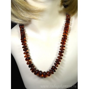 Колье из янтаря кукуруза 9-14мм коньячный, 33,8гр, 51см