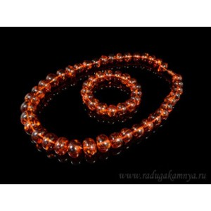 Колье и браслет из янтаря кукуруза 15*12мм-20*15мм коньячный, 54см