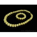 Колье и браслет из янтаря кукуруза 15*12мм-20*15мм молочный, 54см