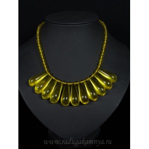 Колье янтарное капельки 12*33мм, шарик 6мм лимонный, 42см