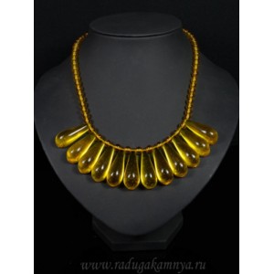 Колье янтарное капельки 12*33мм, шарик 6мм медовый, 45см