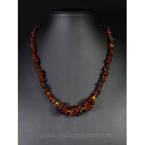 Колье из янтаря крошка "ёжик" коньячный,  15,3гр, 47см