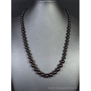 Колье из янтаря шарик 5-10мм вишня, 54см