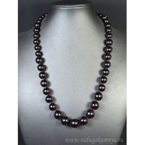 Колье из янтаря шарик 6-14мм вишня, 55см