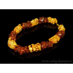 Колье с янтарем и бисером галтовка жгут коньячный, 45см