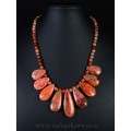 Колье из варисцита капля цвет оранжевый2, 47см