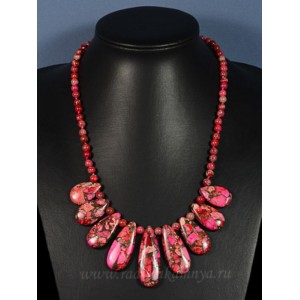 Колье из варисцита капля цвет розовый, 46см