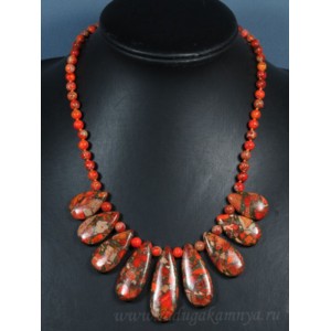 Колье из варисцита капля оранжевое, 47см