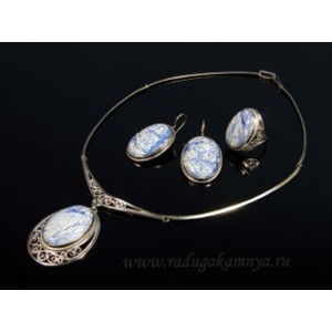 Колье, Кольцо и серьги варисцит,  48см