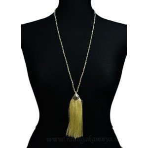 Колье " Кисточка ", цвет  бежевый, 84см.