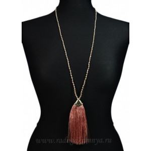 Колье " Кисточка ", цвет розовый, 84см. Колье " Кисточка ", цвет розовый, 84см.