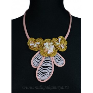 Колье " Цветочки" плетение цвет розовый, 48см