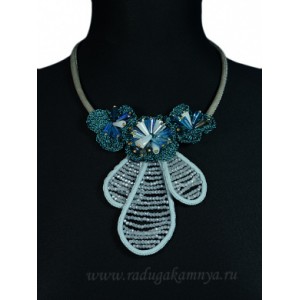 Колье " Цветочки" плетение цвет сизый, 48см