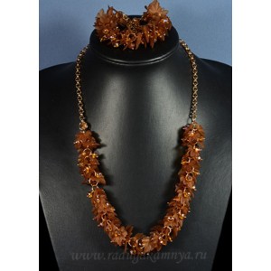 Колье, Браслет "Листопад" цвет ореховый, 53см