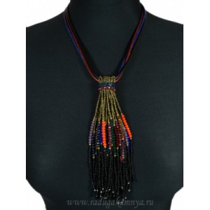 Колье на шнурке 3 нити "Кисточка" цвет ассорти, 49см