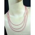 Колье из шпинели розовой 3 нити шарик гр.2мм, 47см, 11гр
