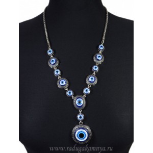 Колье на металлической основе круг 33мм с бусинами Назар, 55см