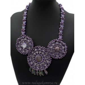 Колье ручной работы "круги", цвет сиреневый 53см