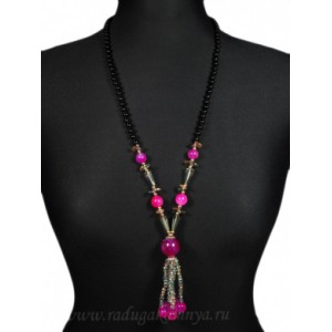 Бусы Кулон "модель 7" фуксия, 76см
