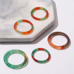 Кольцо "Агат оранжево-зелёный" 3мм