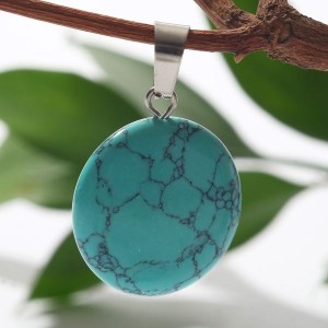 Кулон круг d=1,7см бирюза (имитация)