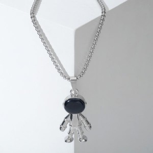 Кулон "Космонавт" человечик, цвет чёрный, цвет серебристый, 70см