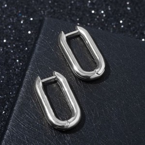 Серьги металл "Геометрия" объёмный овал, цвет серебро