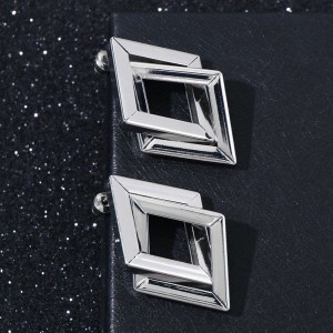 Серьги металл "Геометрия" симбиоз, цвет серебро